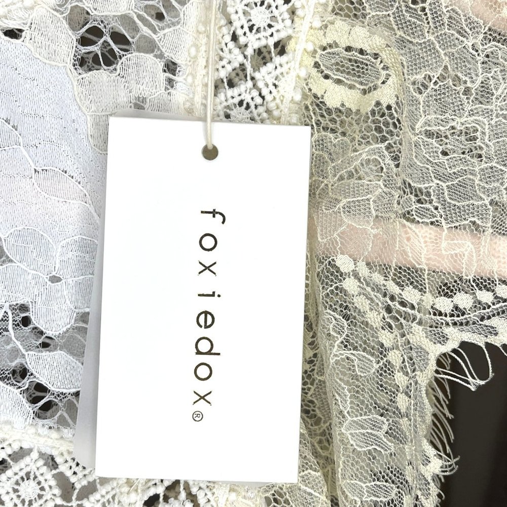 Foxiedox mini lace dress Cream Ivory White M Sleeveless Lightweight Retro - Picture 10 of 16